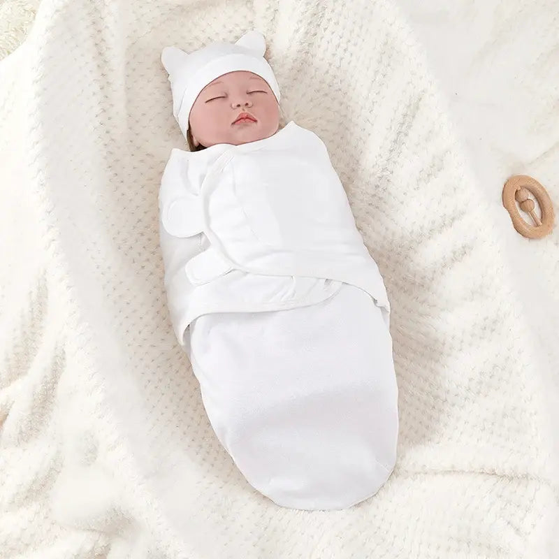Cotton Baby Swaddle Blanket With Hat.