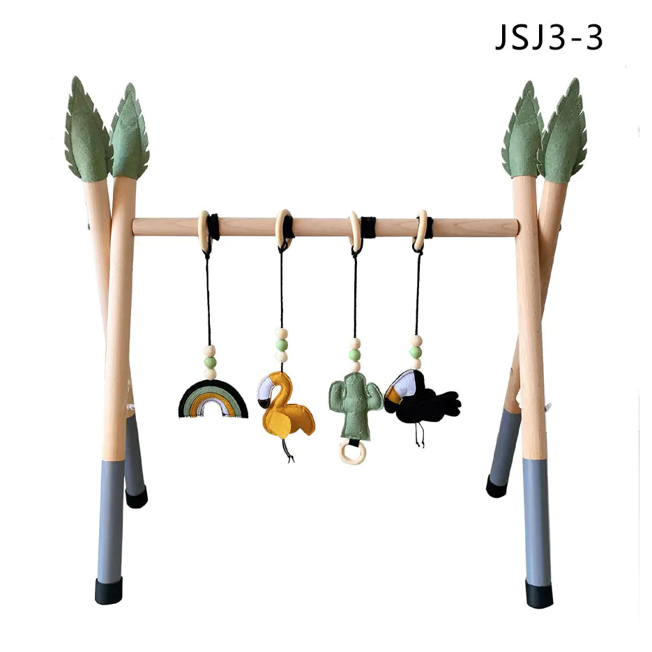 Nordic Wooden Fitness Rack for Newborn Toys & Play.