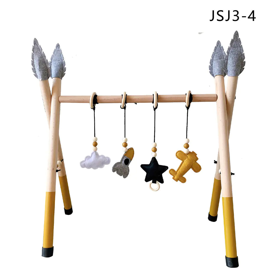 Nordic Wooden Fitness Rack for Newborn Toys & Play.