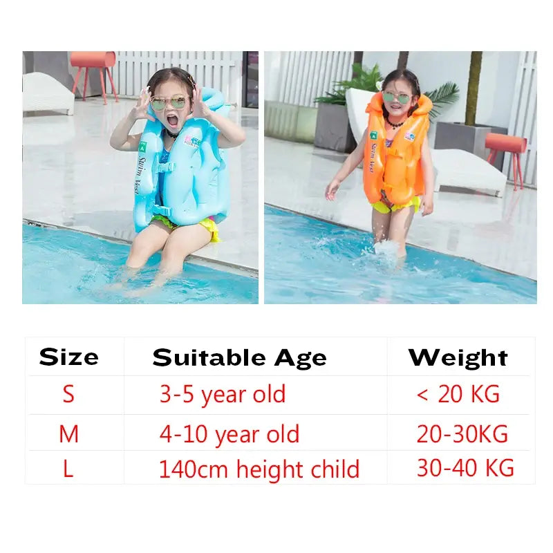 Inflatable Life Vest Baby Swimming Jacket.