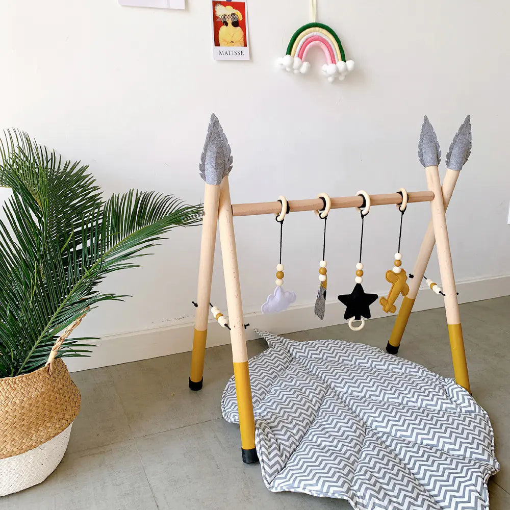 Nordic Wooden Fitness Rack for Newborn Toys & Play.