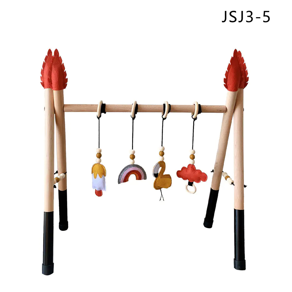 Nordic Wooden Fitness Rack for Newborn Toys & Play.