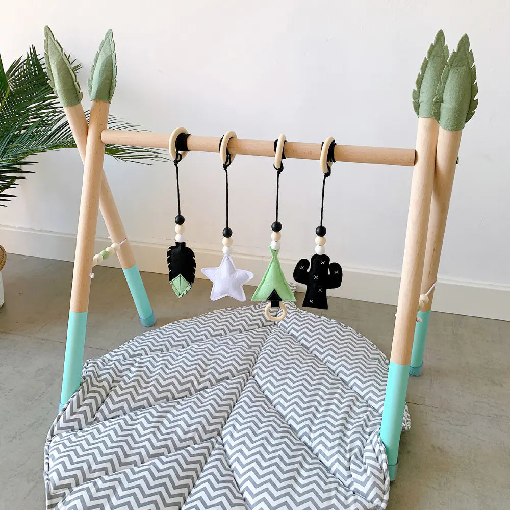 Nordic Wooden Fitness Rack for Newborn Toys & Play.