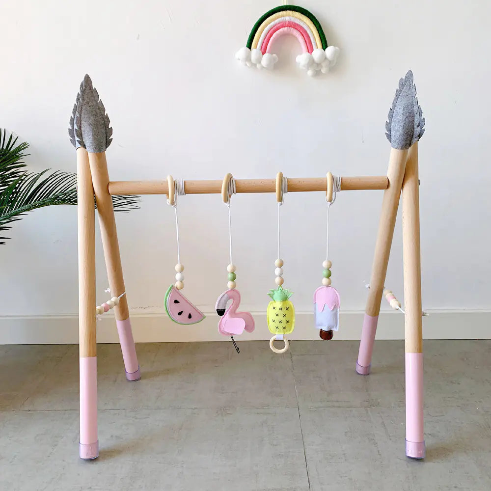 Nordic Wooden Fitness Rack for Newborn Toys & Play.