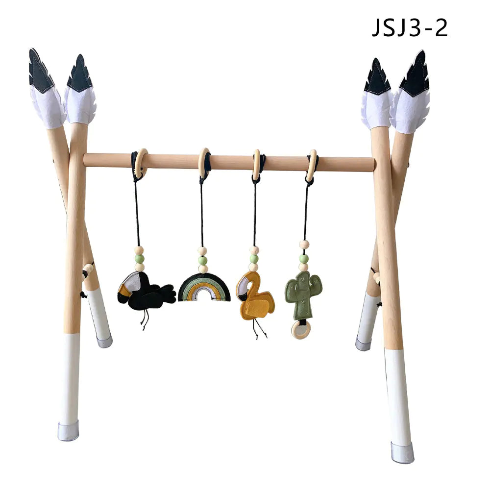 Nordic Wooden Fitness Rack for Newborn Toys & Play.